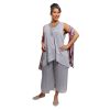 SILK-PANTS-FRONT-SILVER_KATE TANK SILVER Silver Silk Pants 7/8 Length