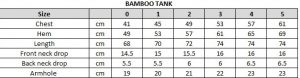 Bamboo Tank Size Chart