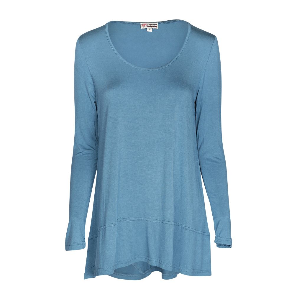 QOE 6057B KATHY TUNIC LS SMOKE BLUE F
