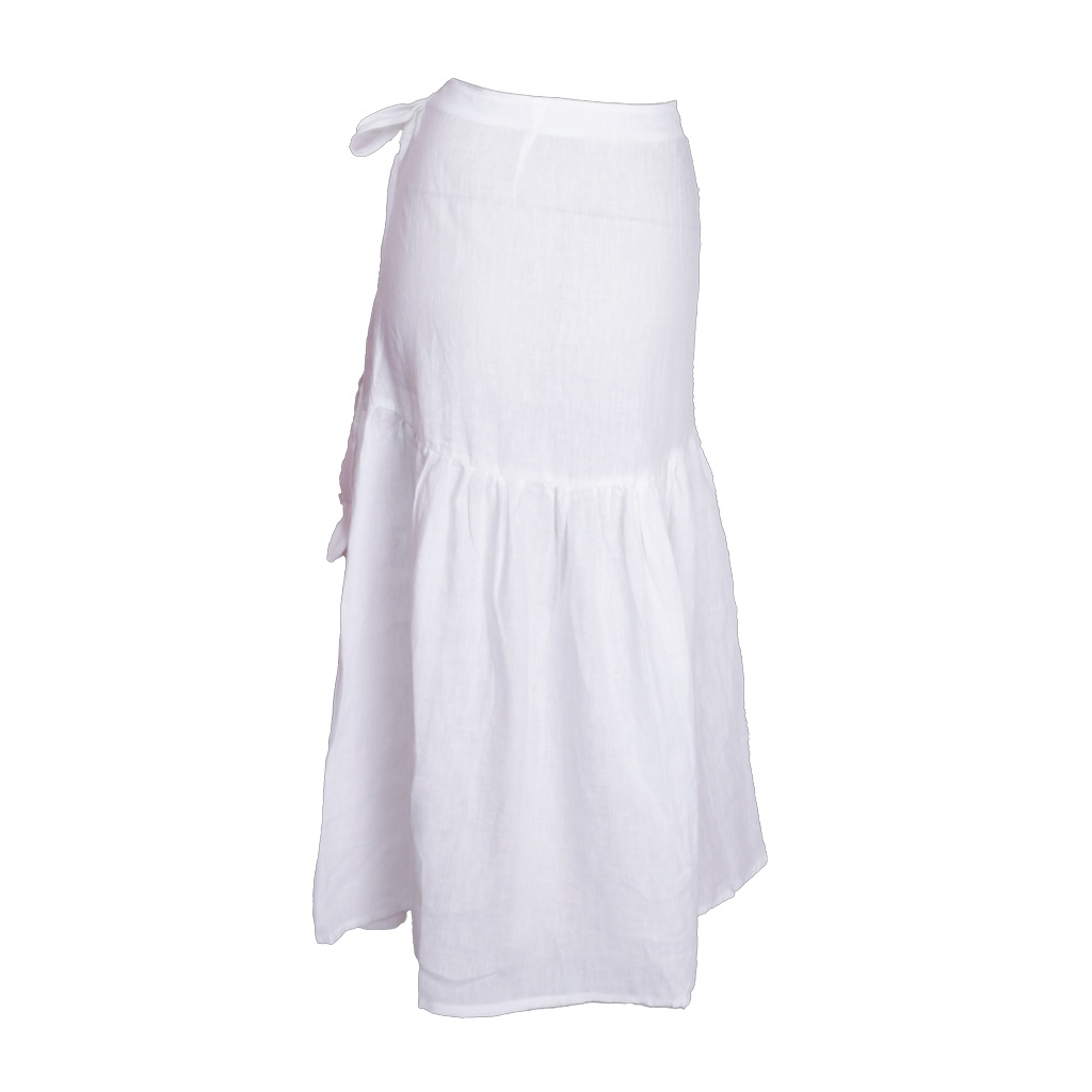 ANDREA LINEN WRAP SKIRT - WHITE B