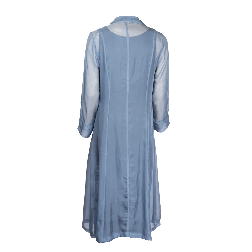 SILK DUSTER COAT BLUE METAL B