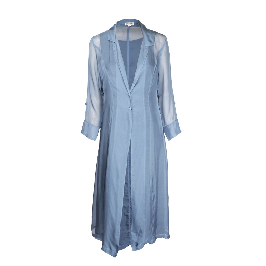 SILK DUSTER COAT BLUE METAL FC