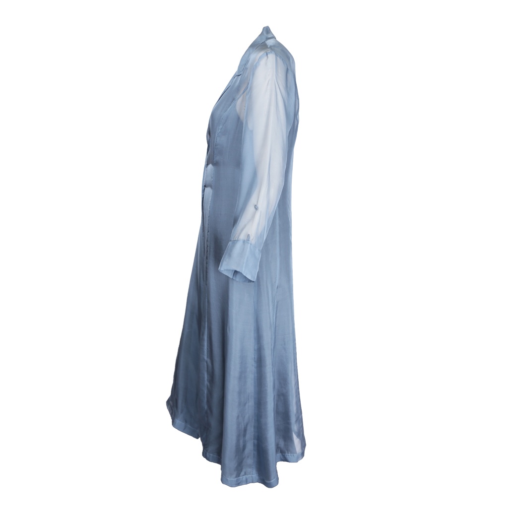 SILK DUSTER COAT BLUE METAL S