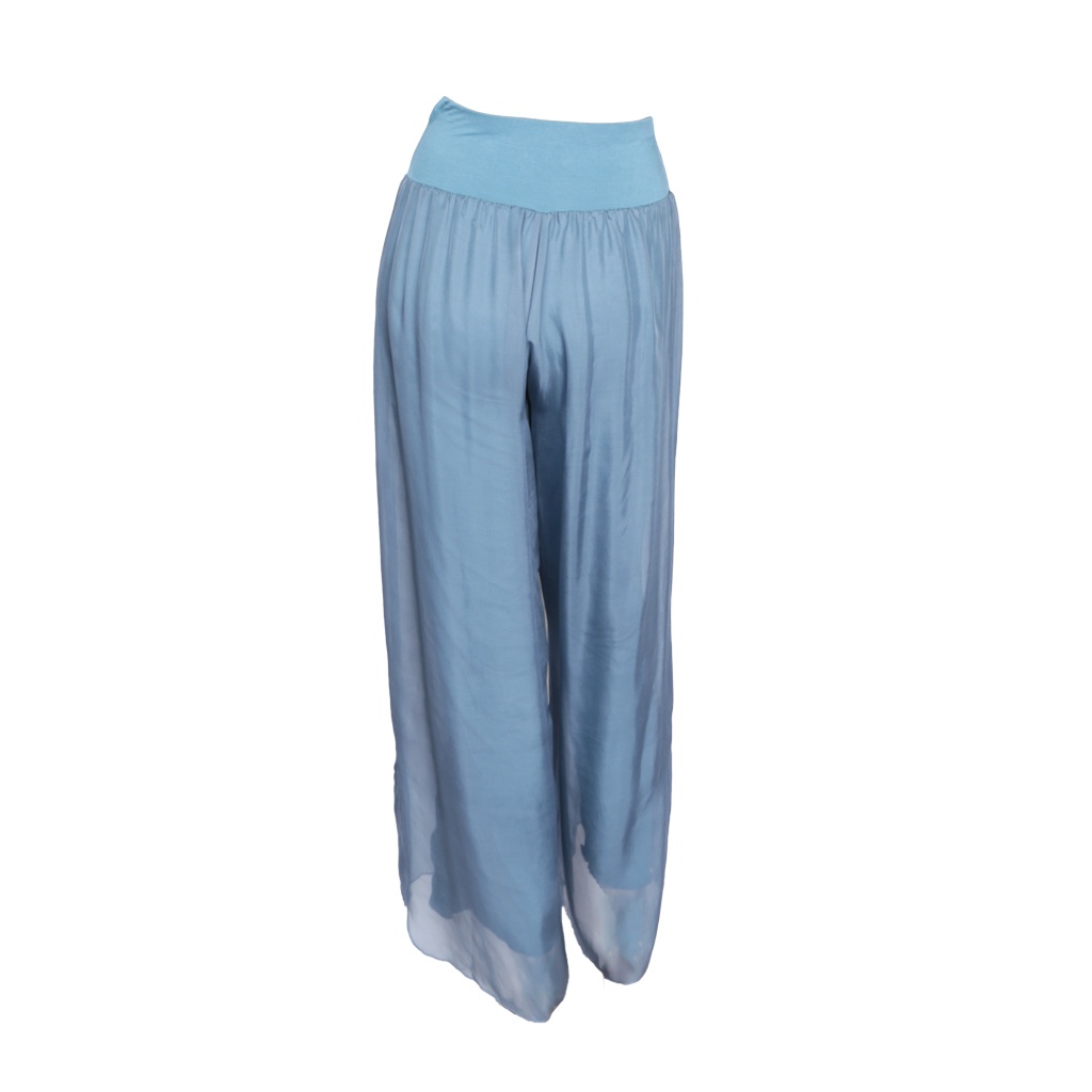 SILK PANT FULL LENGTH BLUE METAL B