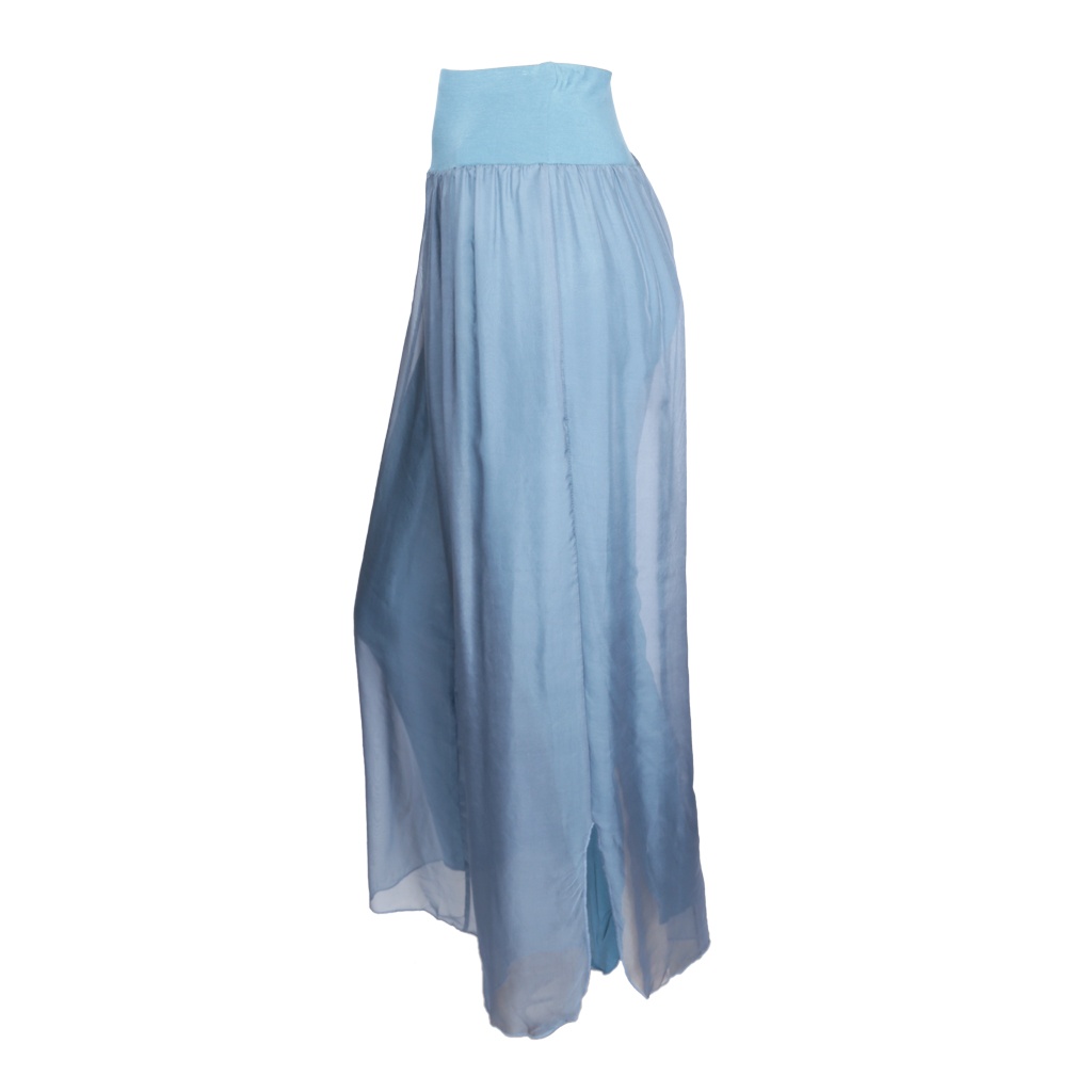 SILK PANT FULL LENGTH BLUE METAL S