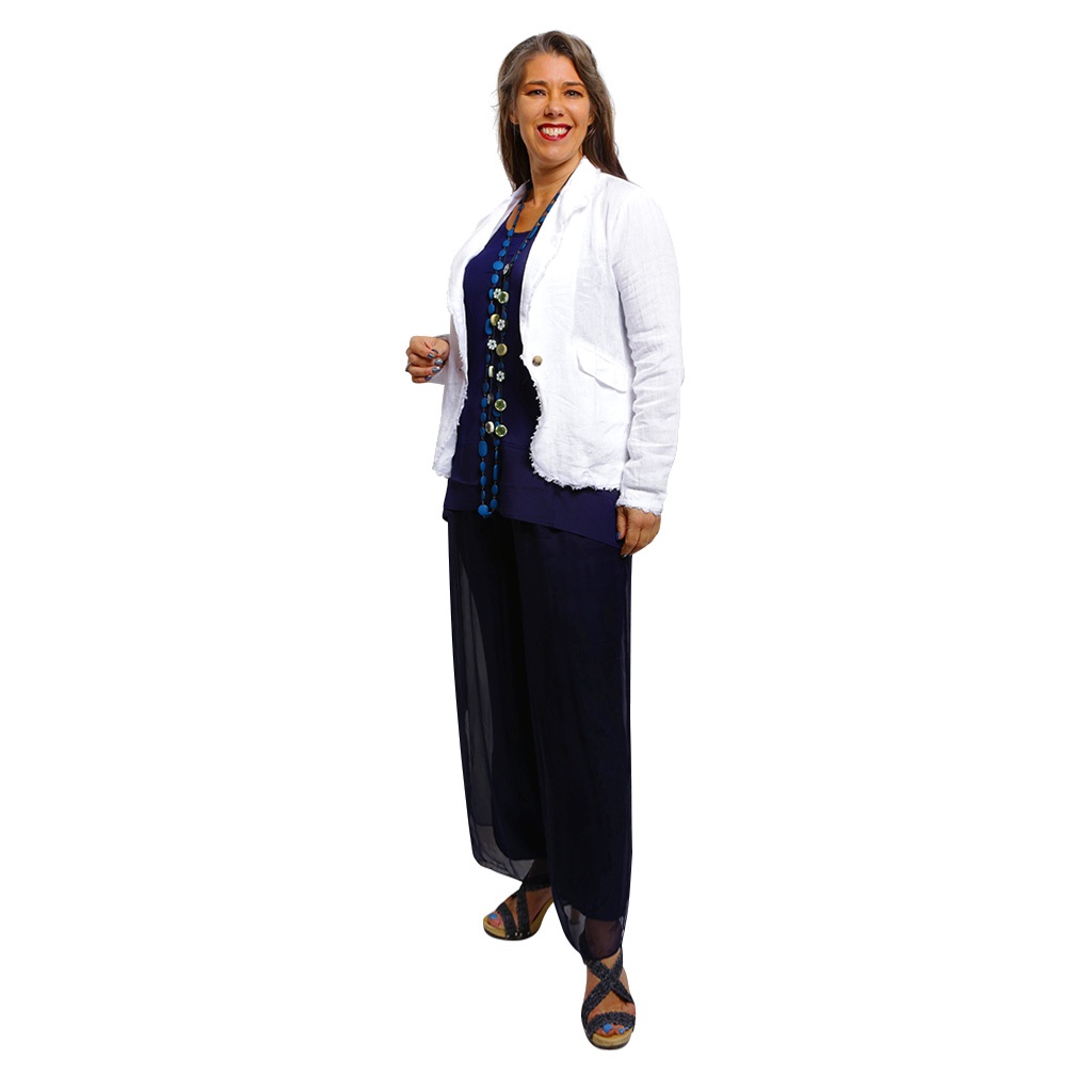 Silk Pant Full Length Navy