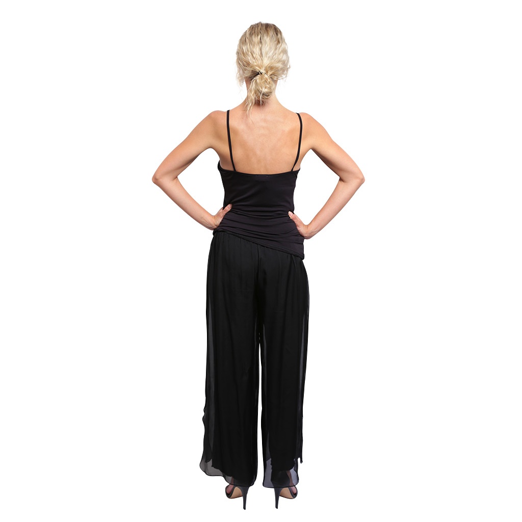 Silk Pants Long Black B