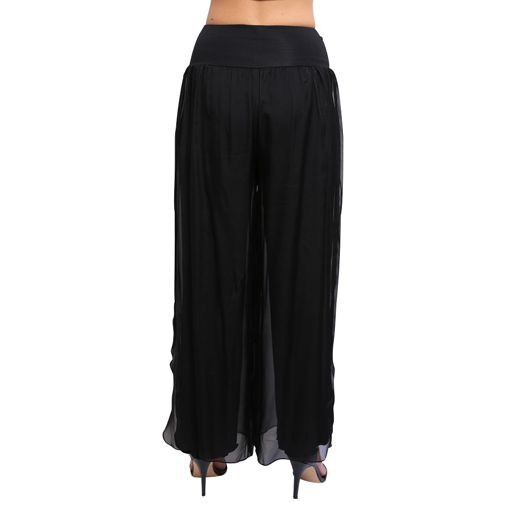Silk Pants Long Black B2