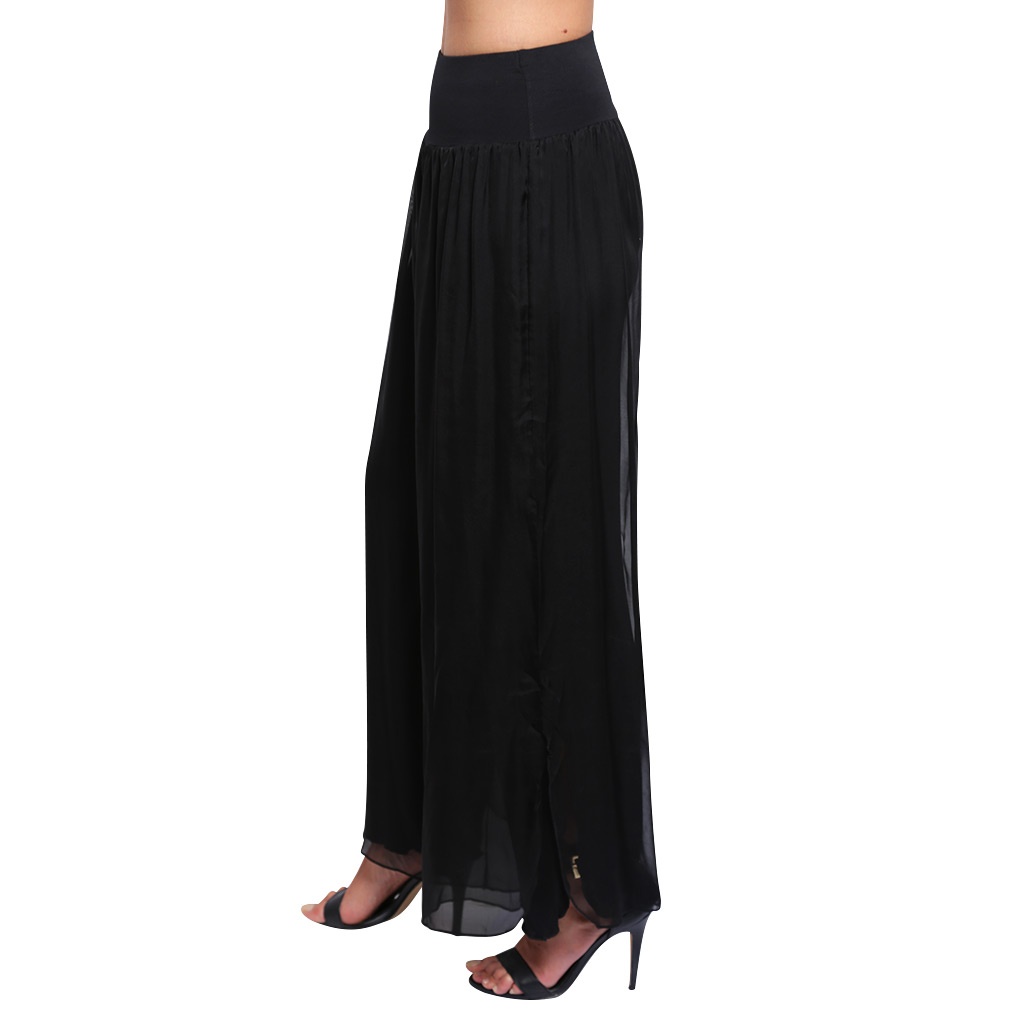 Silk Pants Long Black S2